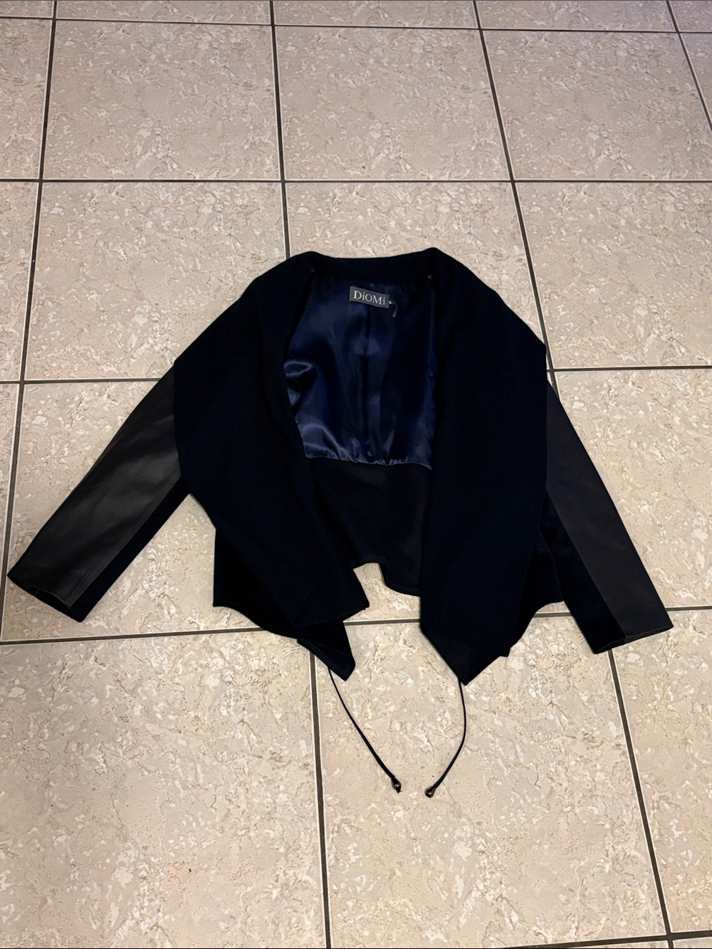 Vintage Open-Front Blazer 100% Leather and Cashmere